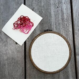 5/$20 Embroidery Hoop Plastic Wood Grain 4.5 Dia" Frame & Canvas for Needlework